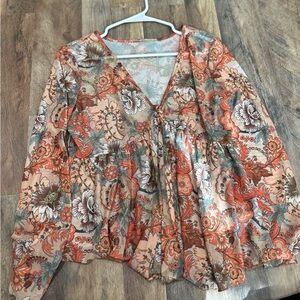 Flounce sleeve peplum blouse